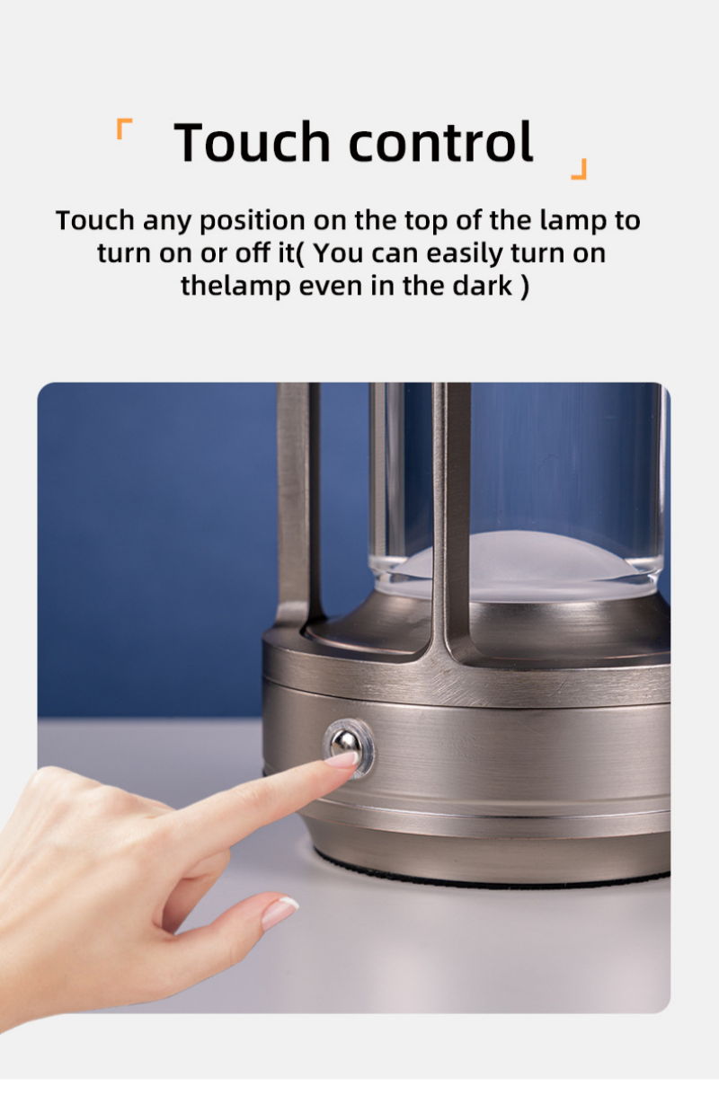 Cordless Rechargeable LED Table Lamp — Touch Dimmable, Aluminum