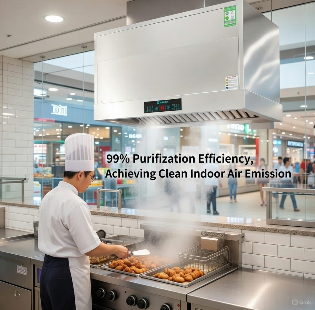 Commercial Ventless Exhaust Hood — ESP + HEPA Recirculating System