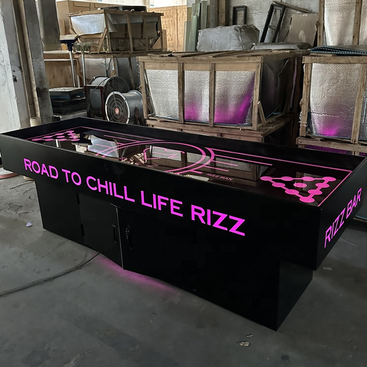 LED Beer Pong Table with Cabinet — RGB Lighted Drinking Game Table