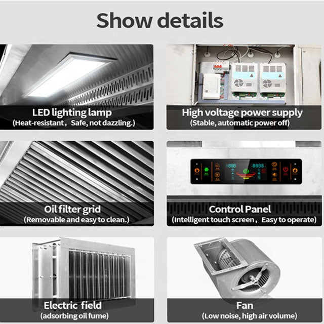 Wall-Mounted Commercial Range Hood — Stainless Steel, 6000 m³/h