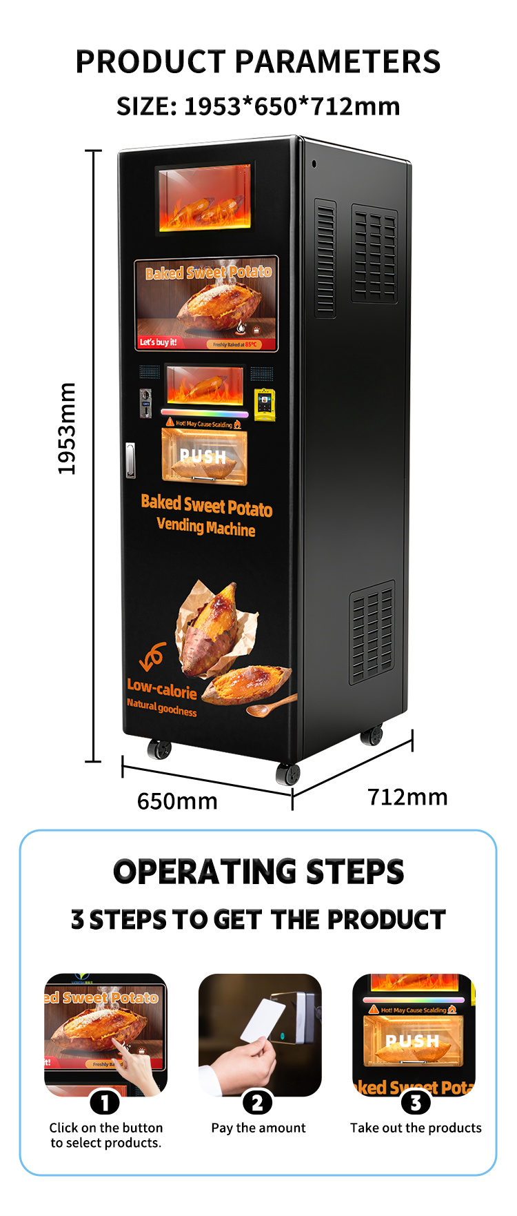 Smart Baked Potato Vending Machine — 21.5" Touchscreen, Cloud-Managed