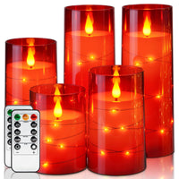 Flameless LED Pillar Candles with Embedded Fairy Lights — Remote &amp; Timer image preview