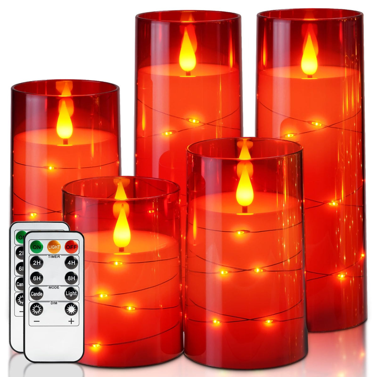 Flameless LED Pillar Candles with Embedded Fairy Lights — Remote & Timer