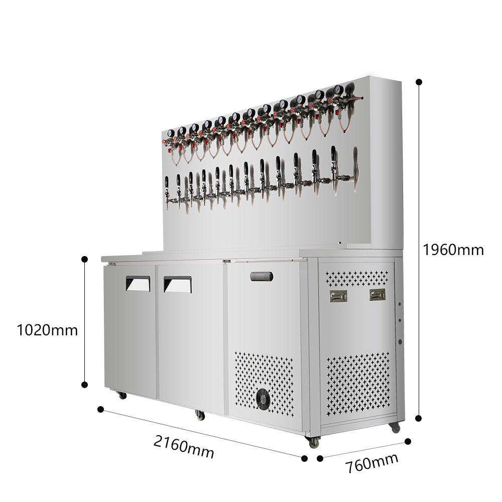 Commercial Draft Beer Kegerator — Dual Cooling, 2–12 Tap