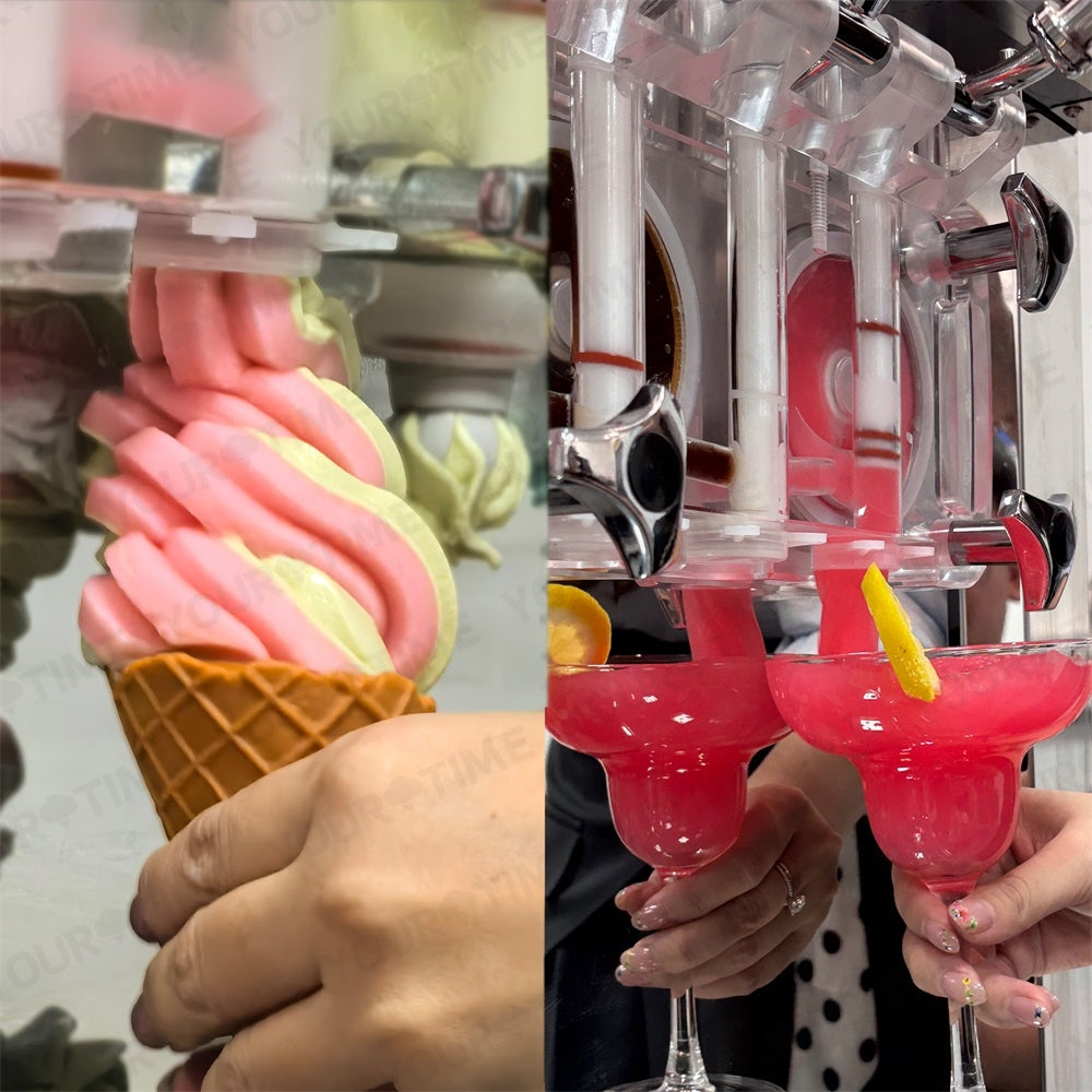 Commercial Soft Serve Ice Cream & Slush Machine — 7 Flavors, 4 Cylinders