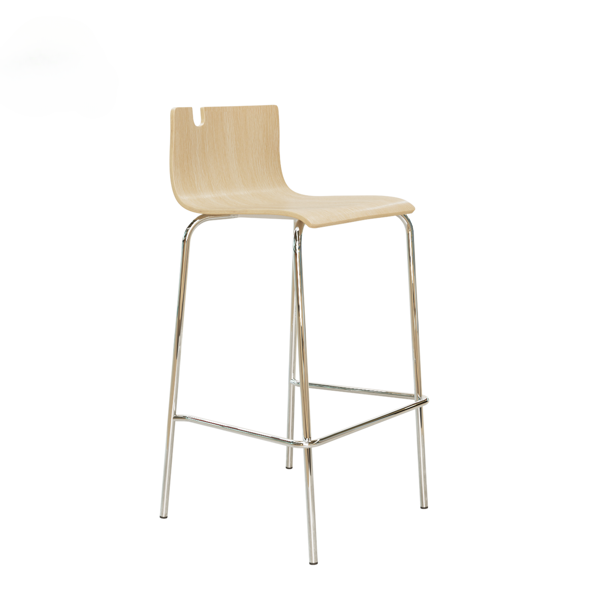 Modern Bar Stool with Bag Holder — Metal Frame, Wood Backrest