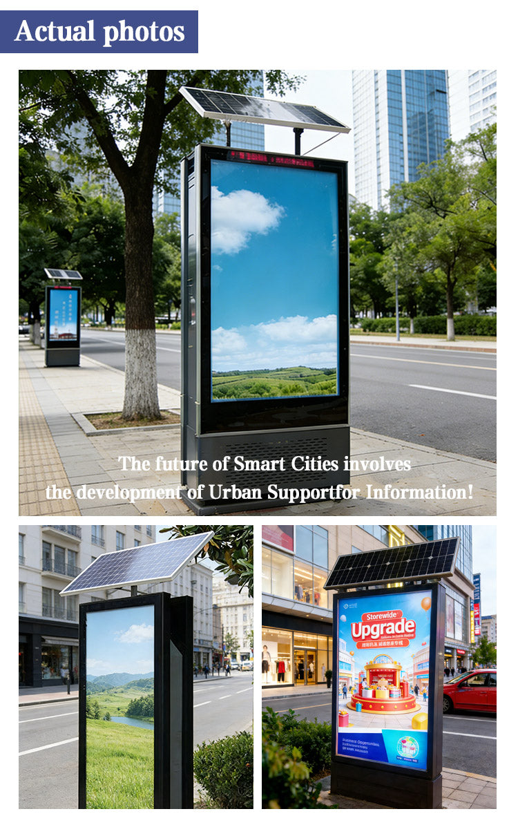 Solar-Powered Outdoor Advertising Light Box — Vertical Floor-Standing