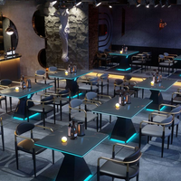 Modern Bar Furniture Set — Cross-Back Chairs &amp; Wood-Top Tables image preview