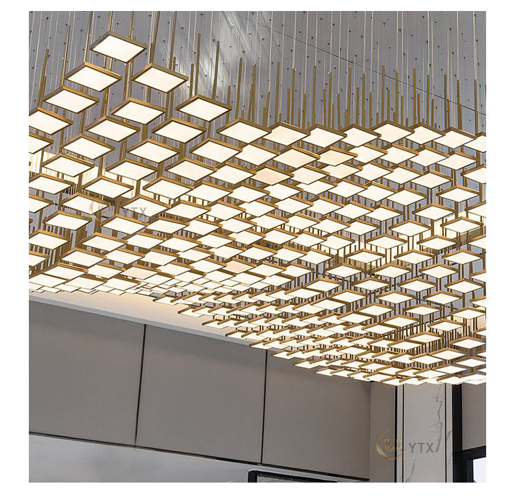 Wave-Design Acrylic & Crystal Chandelier — Custom Large-Scale