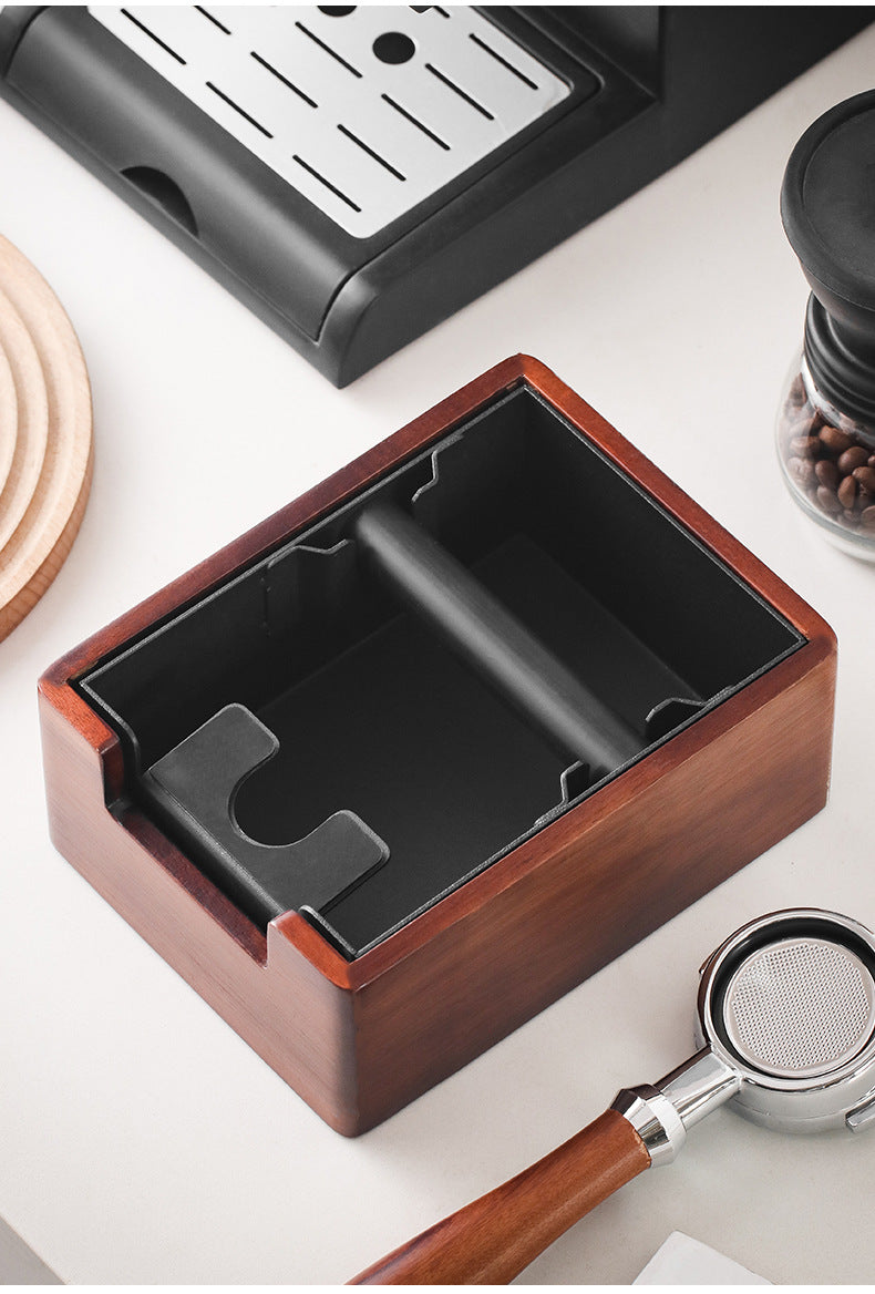 Vintage Wooden Espresso Knock Box with Stainless Steel Bin