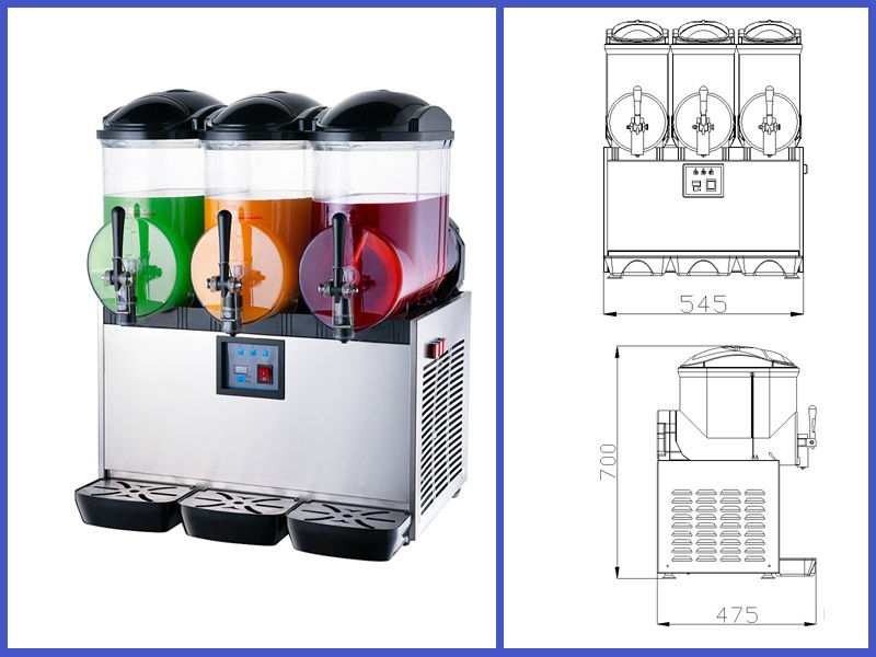 Commercial Slush Granita Machine — 3 Bowls, 36 L