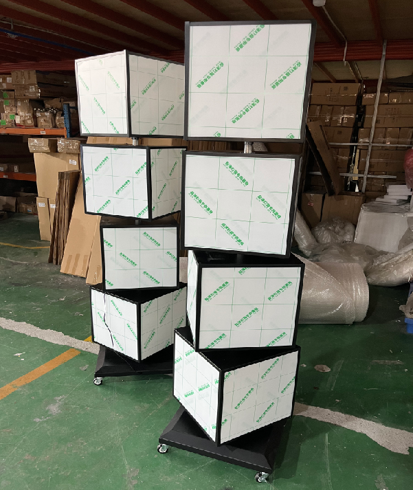 4-Sided Rotating Cube Light Box — Freestanding Poster Display
