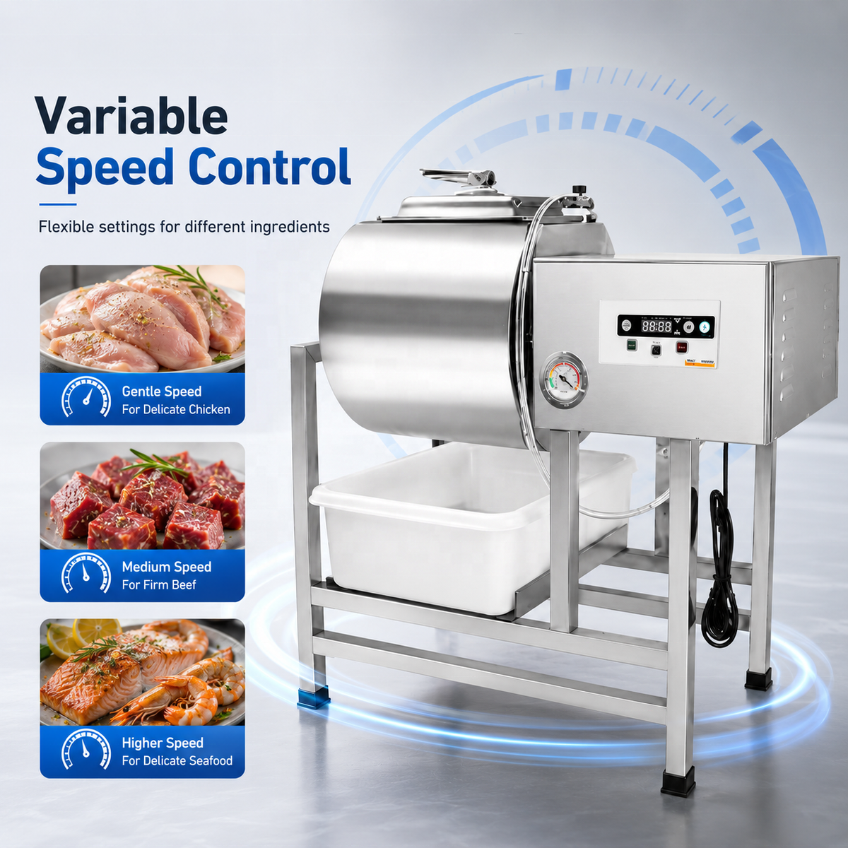 Commercial Vacuum Tumbler Marinator — Stainless Steel