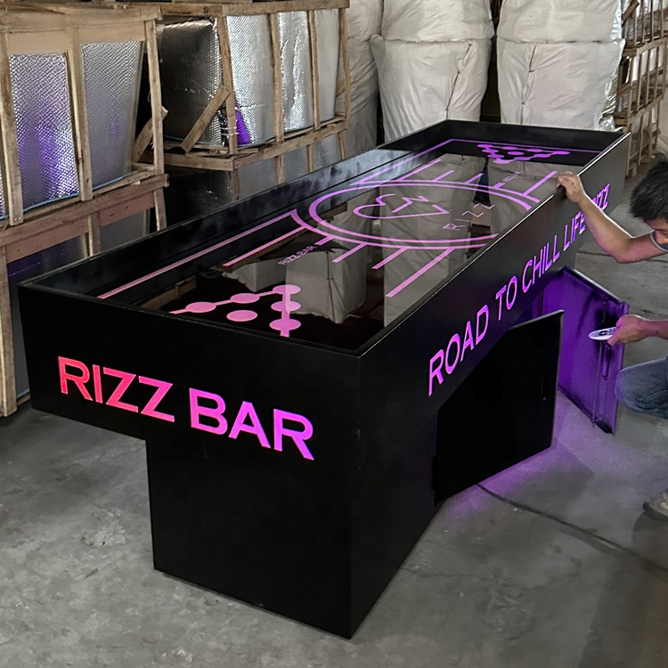 LED Beer Pong Table with Cabinet — RGB Lighted Drinking Game Table