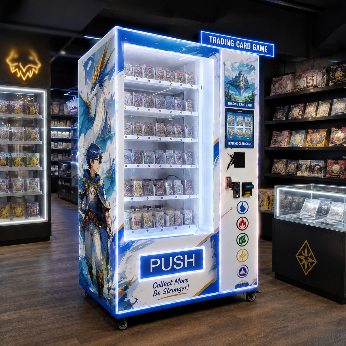 Умный вендинговый автомат для коллекционных карт TCG с картридером