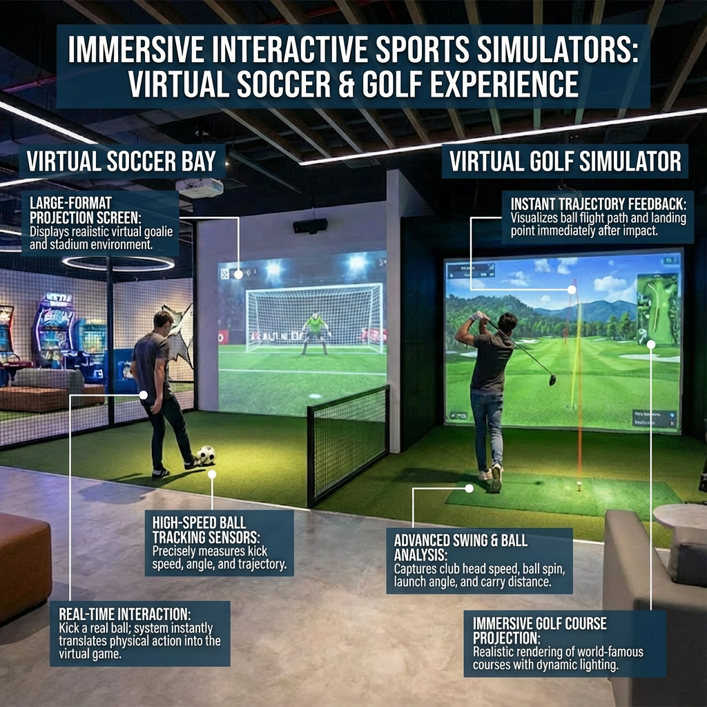 Simulador multideporte de interior — Golf y fútbol