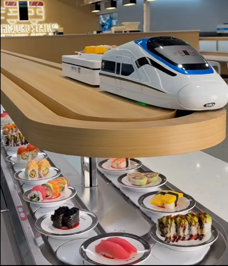 Kaiten Sushi Conveyor Belt with Food Delivery Robot