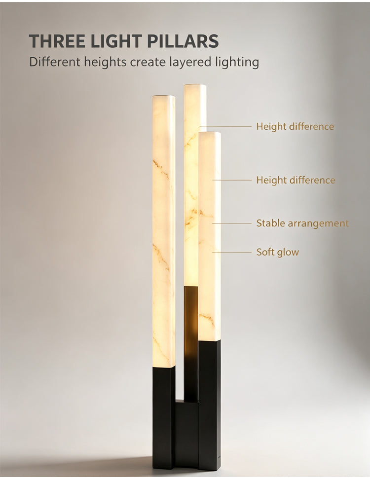 Marble Triple-Column LED Floor Lamp — Onyx Glow