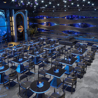 Modern Bar Furniture Set — Cross-Back Chairs &amp; Wood-Top Tables image preview