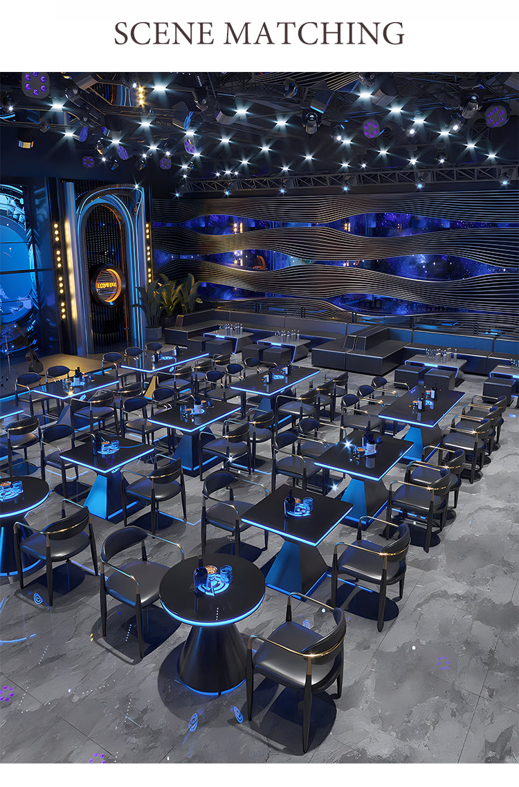 Modern Bar Furniture Set — Cross-Back Chairs & Wood-Top Tables