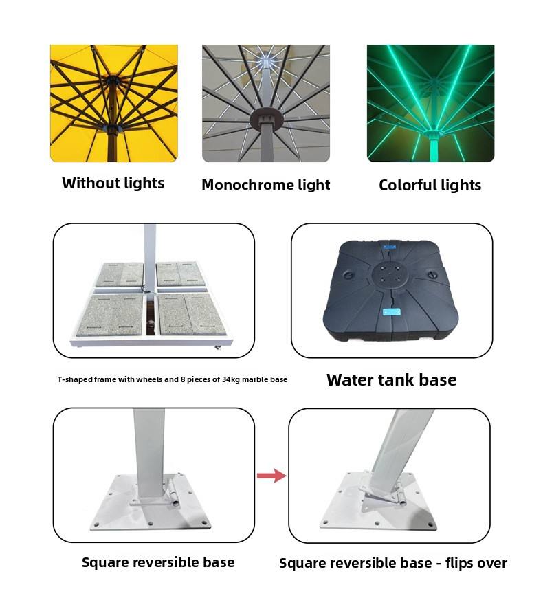 Outdoor Restaurant Umbrella with Aluminum Shaft and Marble Base