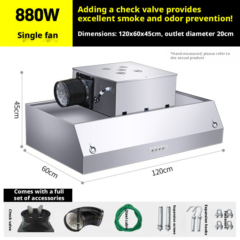 Commercial Stainless Steel Range Hood with Electrostatic Fume Purification