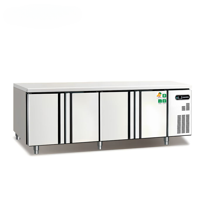 Refrigerated Prep Table with Undercounter Storage — 4-Door Worktop