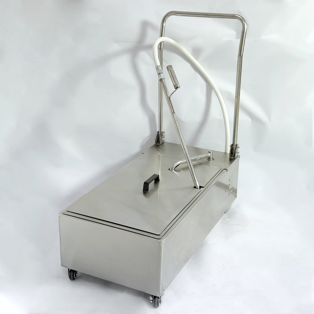 Commercial Deep-Fryer Oil Filtration Cart — Stainless Steel