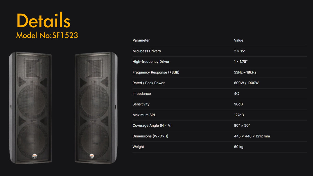 All-in-One 1200–2000W PA System — 15" Speakers, Amp, Mixer & Wireless Mic