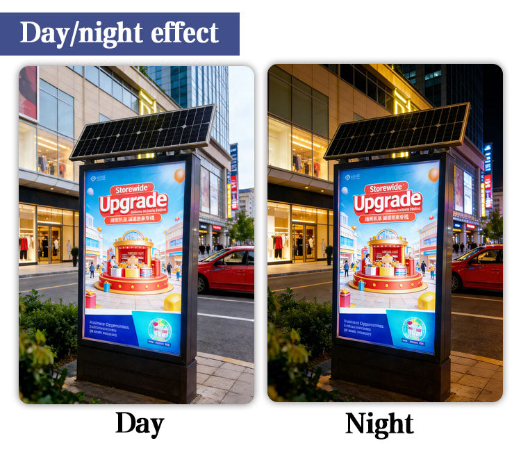 Solar-Powered Outdoor Advertising Light Box — Vertical Floor-Standing