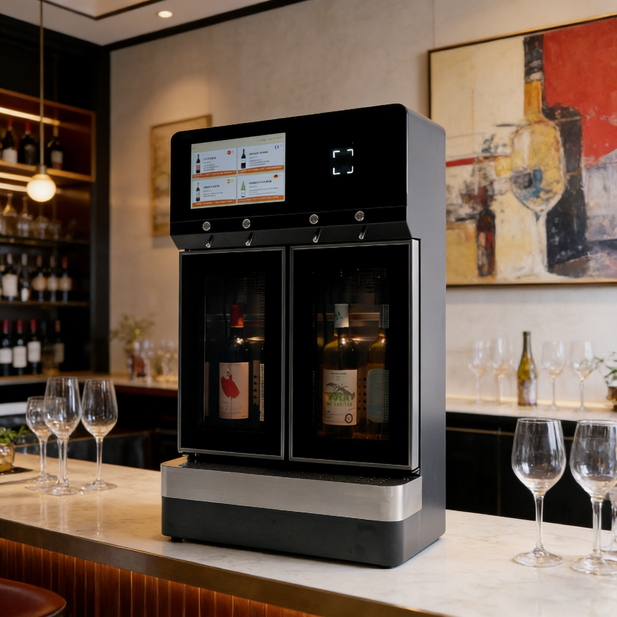 Commercial Wine Dispenser — 4-Tap with Argon Preservation