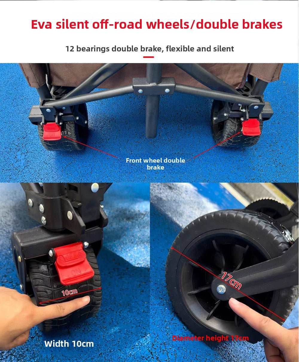 Folding Vending Cart with Adjustable Tabletop & Umbrella Canopy