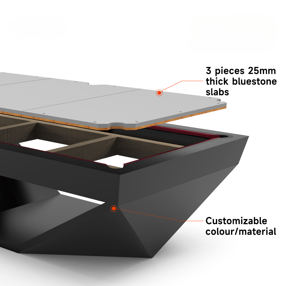 Billard 3 en 1 ardoise, table à manger — bois massif