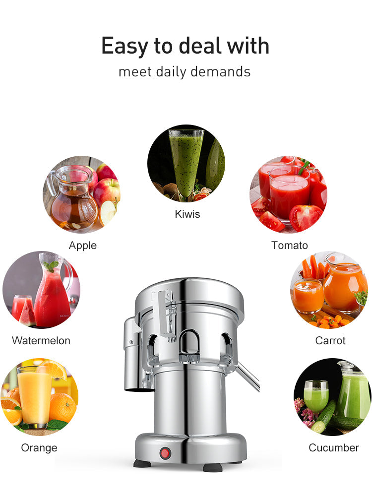 Commercial Centrifugal Juicer — 304 Stainless Steel Juice Extractor, 220V (50Hz)