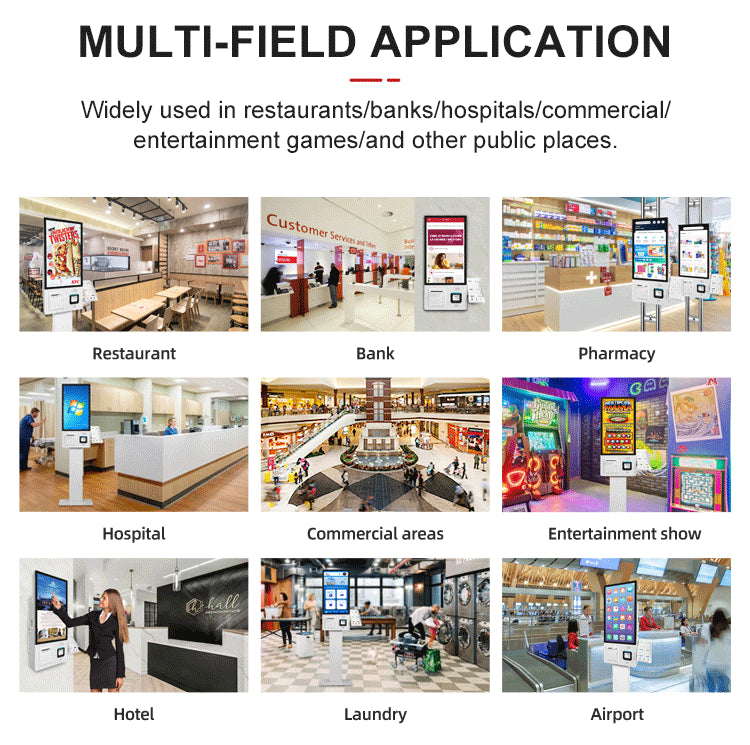 21.5" Wall-Mounted Self-Service Kiosk with Card Reader & Thermal Printer