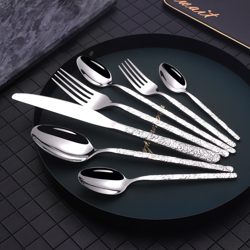 Embossed Stainless Steel Cutlery Set — 7-Piece