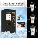 Commercial Coffee & Ice Vending Machine — 32" Touchscreen, Self-Clean