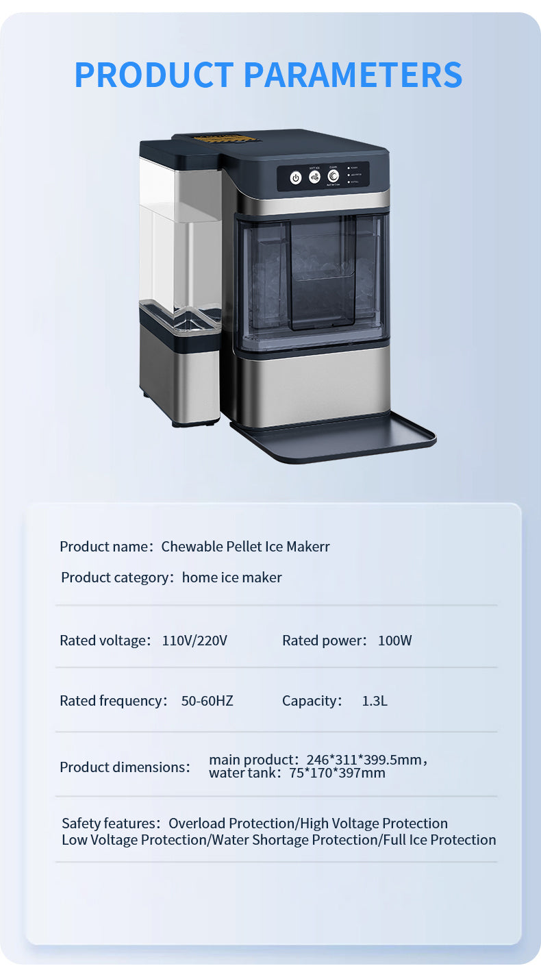 Portable Countertop Nugget Ice Maker — Stainless Steel