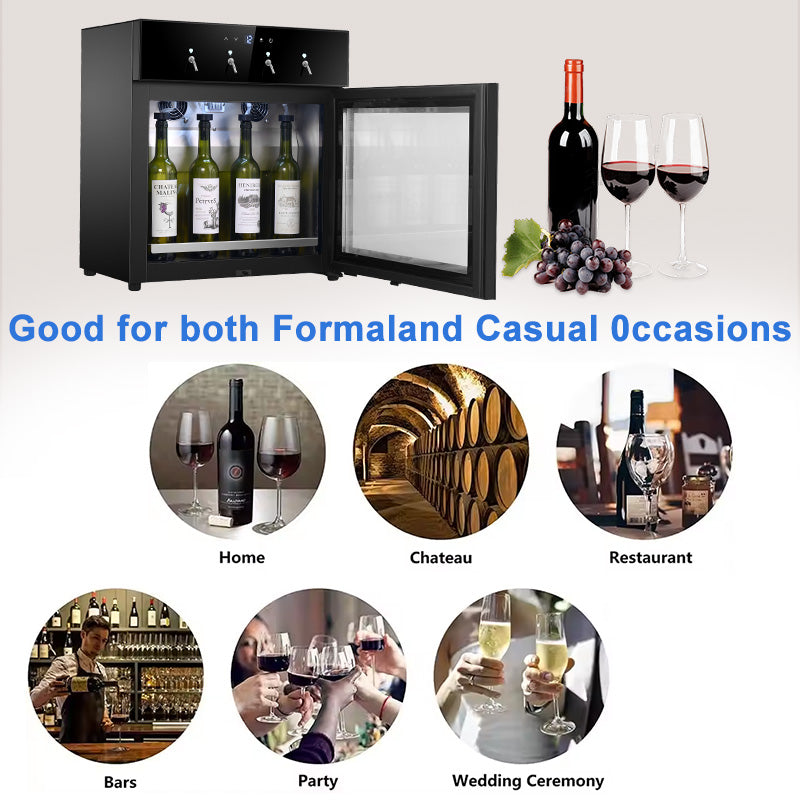 4-Bottle Wine Dispenser with LED Touch Screen — Argon Preservation