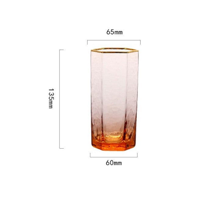 Vintage Gilded Glass Collection - Hexagonal Glassware