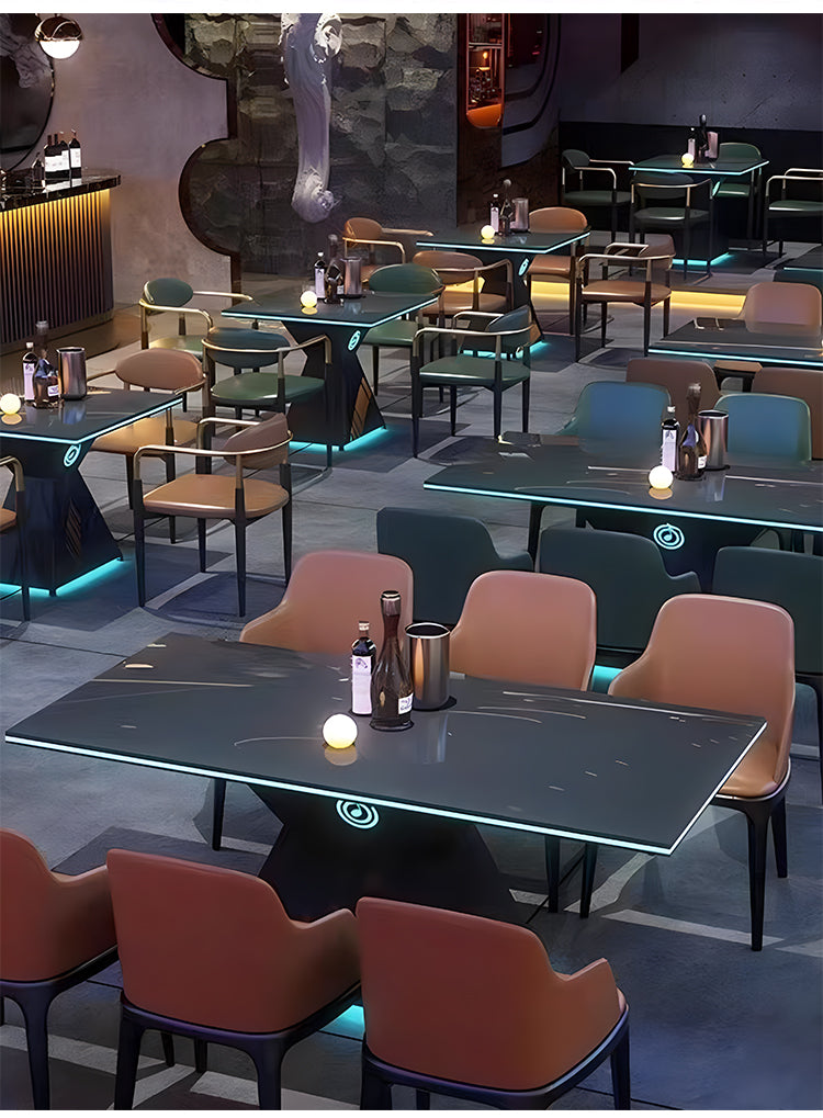 Modern Bar Furniture Set — Cross-Back Chairs & Wood-Top Tables