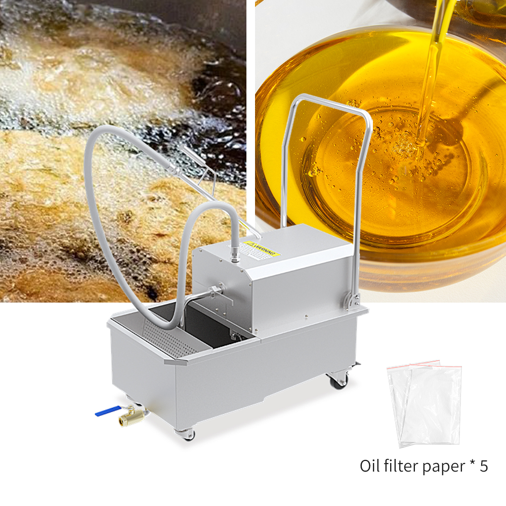 Commercial Deep-Fryer Oil Filtration Cart — Stainless Steel