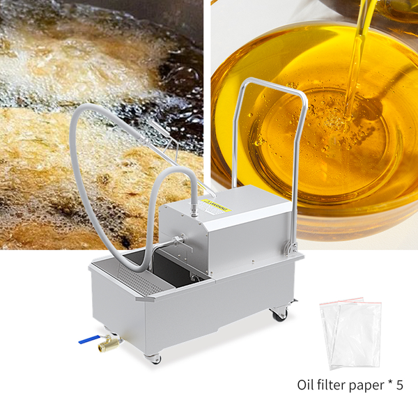 Commercial Deep-Fryer Oil Filtration Cart — Stainless Steel