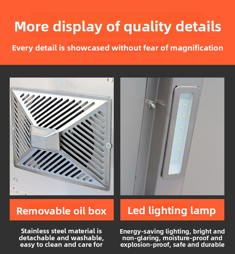 Commercial Stainless Steel Range Hood with Electrostatic Fume Purification