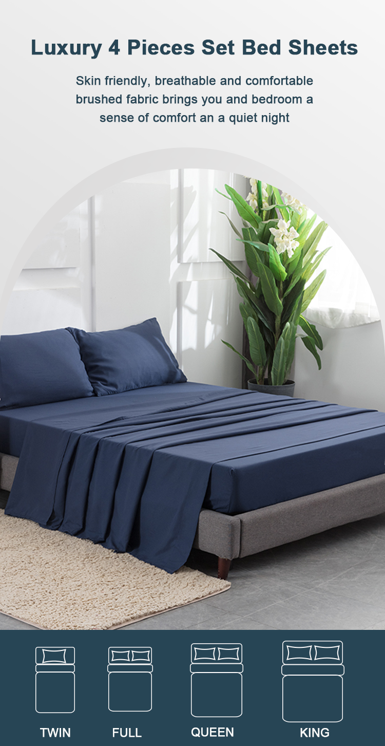 Microfiber Bed Sheet Set — Fitted & Flat with Pillowcases