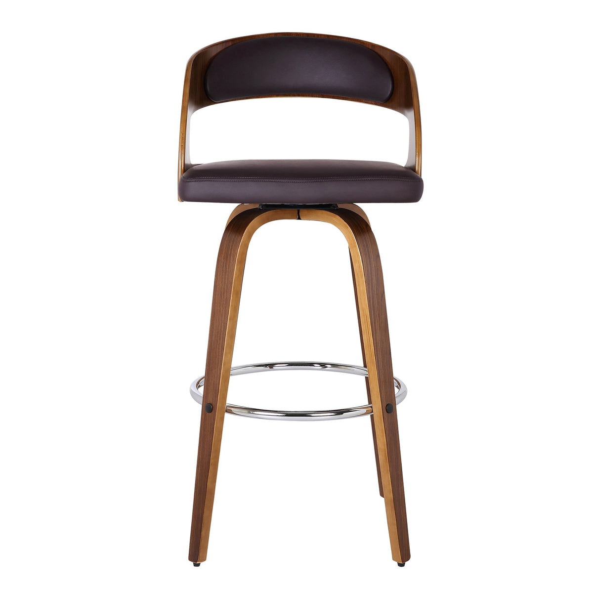 Bentwood Swivel Bar Stool — Chrome Base, PU Leather Seat
