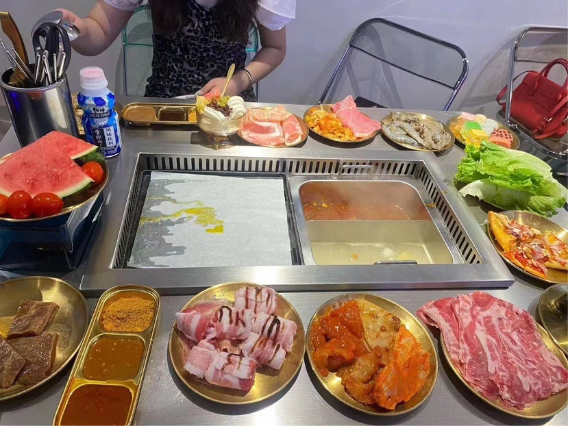 Commercial Electric Hot Pot & BBQ Grill Table — 2-in-1