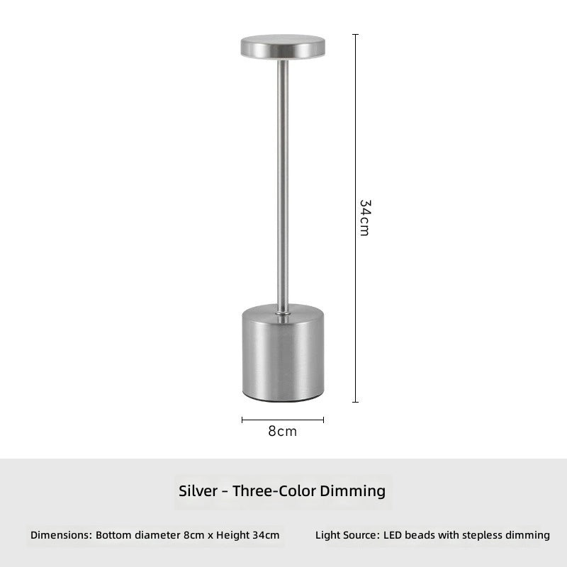 Cordless LED Table Lamp — Rechargeable Metal Dimmable