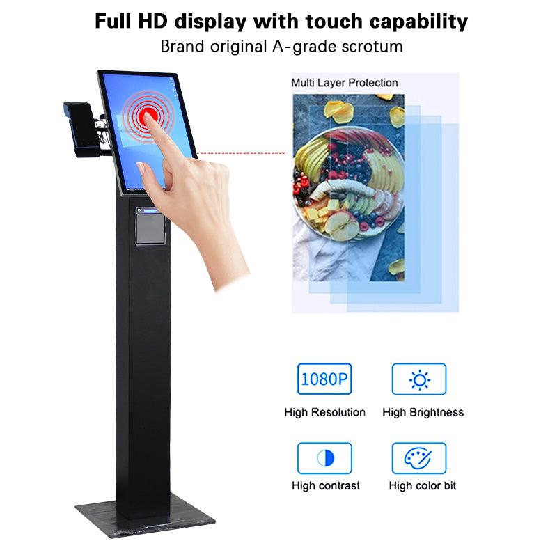 Self-Service Payment Kiosk — HD Touchscreen with Ticket Printer