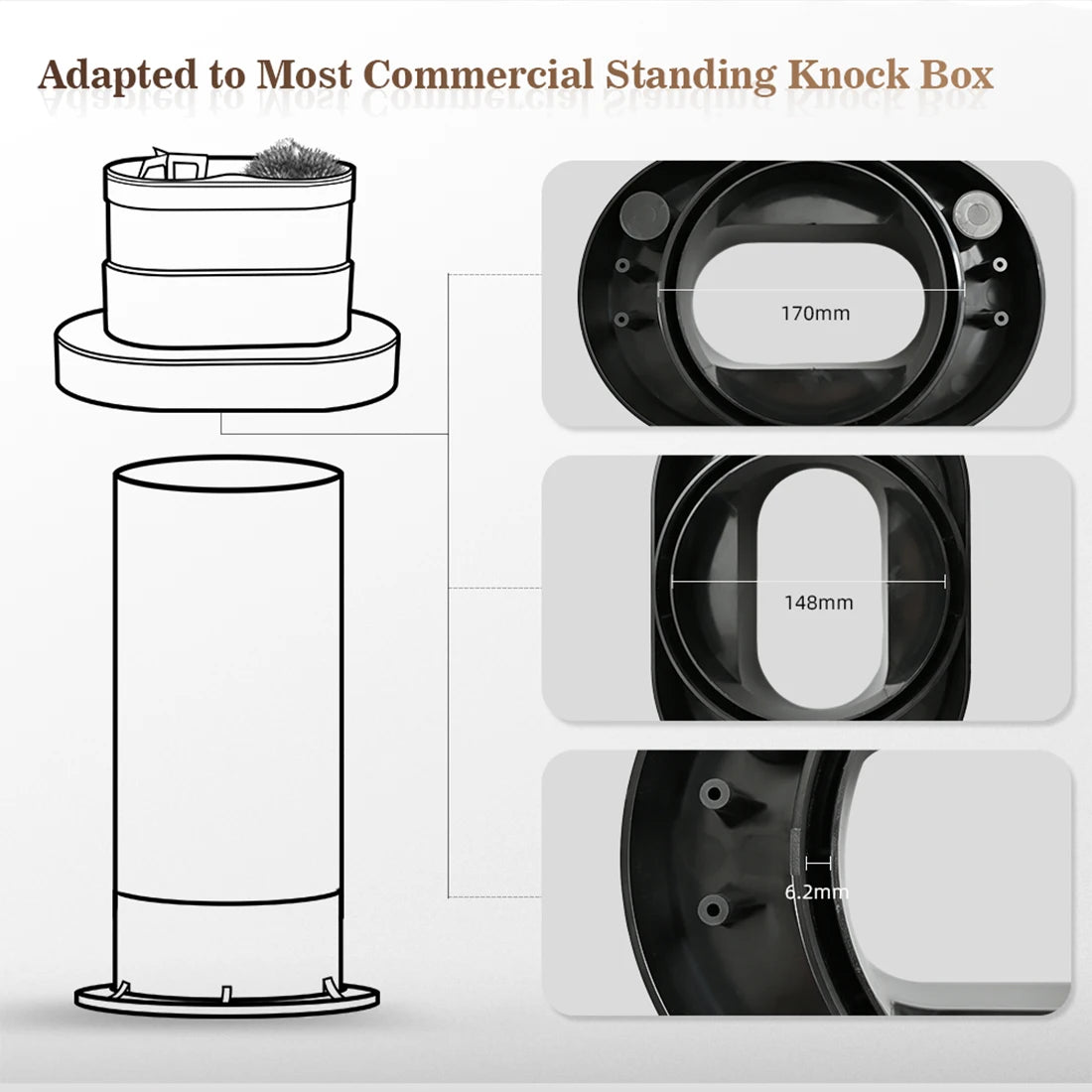 Automatic Standing Portafilter Cleaner — Motorized Scraper & Brushes